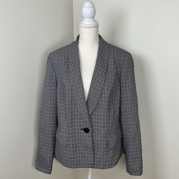 Le Suit Womens Blazer‎ White Black Size 18 EUC - Picture 1 of 13